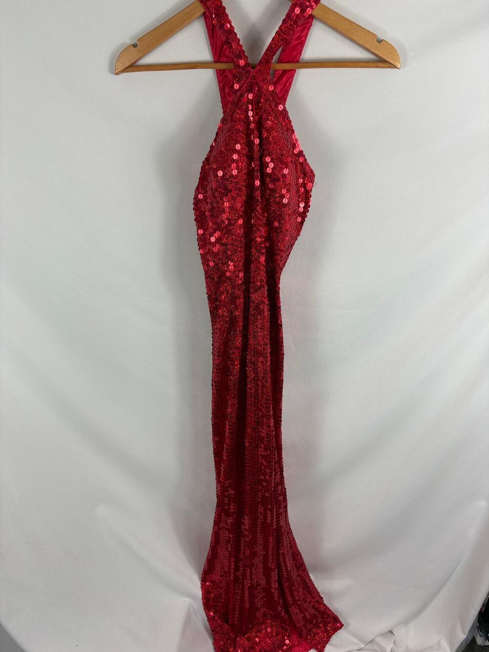 Papell Boutique Red Sequin Formal Maxi Dress Size 6